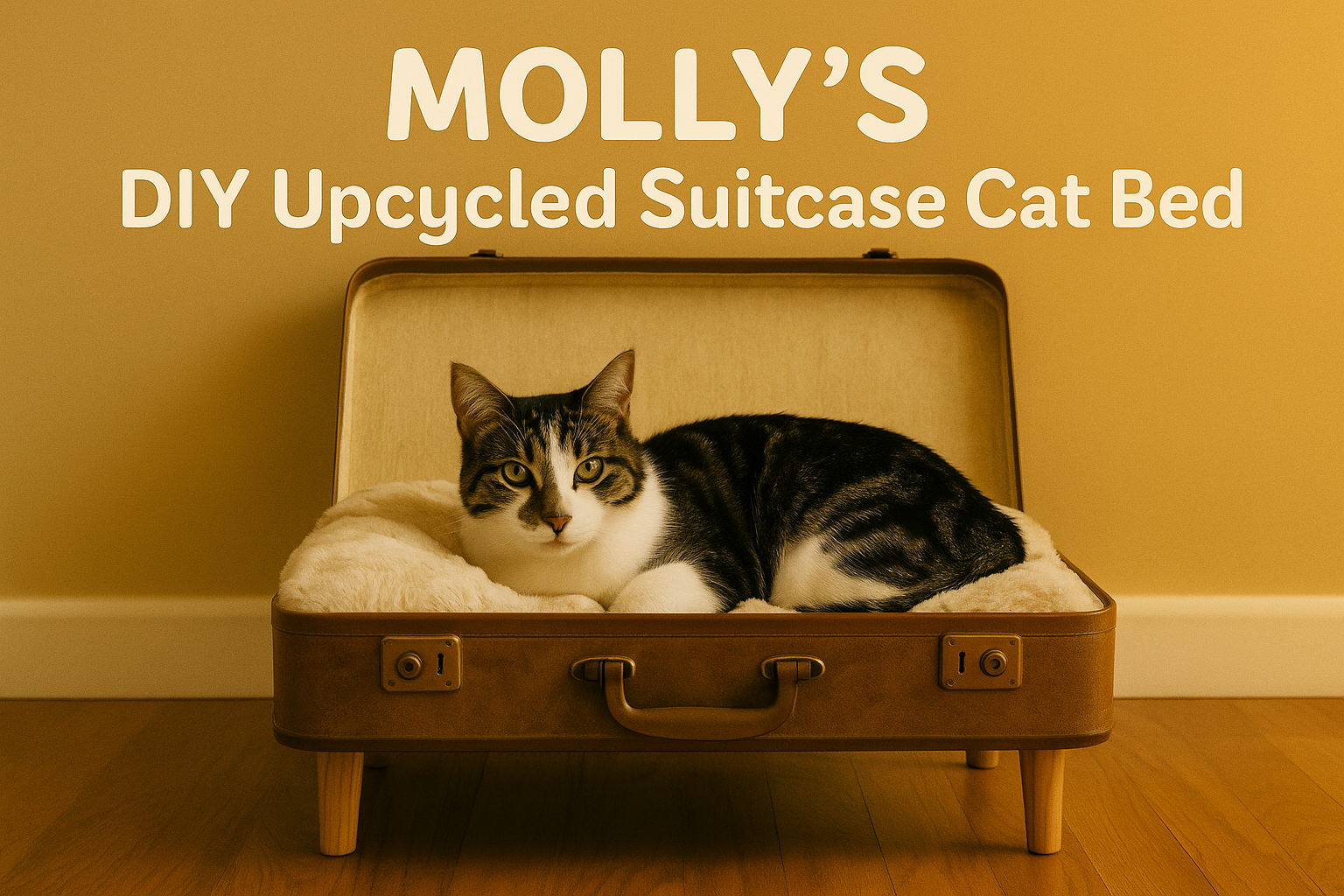DIY Cat Furniture: Molly’s Upcycled Suitcase Bed